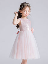 Baby Blue Jewel Neck Tulle Sleeveless Short Princess Dress Bows Kids Social Party Dresses-Dbrbridal