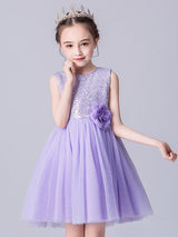Baby Blue Jewel Neck Tulle Sleeveless Short Princess Dress Bows Kids Social Party Dresses-Dbrbridal