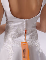 Backless Applique Satin White flower girl dress-Dbrbridal