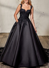 Ball-Gown Elegant Sweetheart Sleeveless Court Train Wedding Dresses Lace-Dbrbridal