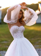 Ball-Gown Elegant Sweetheart Wedding Dress Beaded Appliques Lace-Dbrbridal