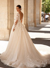 Ball-Gown Long Sleeves Lace Wedding Dresses-Dbrbridal