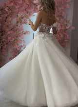 Ball-Gown One-Shoulder Sleeveless Tulle Wedding Dresses Flowers-Dbrbridal