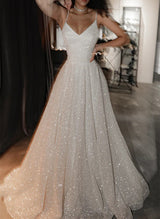 Ball-Gown Sequined Wedding Dress Sweep Train-Dbrbridal