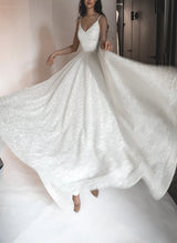 Ball-Gown Sequined Wedding Dress Sweep Train-Dbrbridal