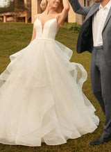 Ball-Gown Wedding Dress Cascading Ruffles-Dbrbridal