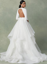 Ball-Gown Wedding Dresses Cascading Ruffles Long Sleeves-Dbrbridal