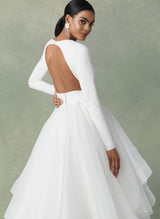 Ball-Gown Wedding Dresses Cascading Ruffles Long Sleeves-Dbrbridal