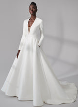 Ball-Gown Wedding Dresses Long Sleeves Sexy Back-Dbrbridal