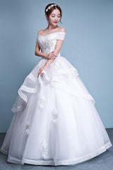 Ball Gown Wedding Dresses Princess Ivory Off The Shoulder Beaded Long Bridal Dress-Dbrbridal