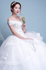 Ball Gown Wedding Dresses Princess Ivory Off The Shoulder Beaded Long Bridal Dress-Dbrbridal