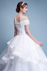 Ball Gown Wedding Dresses Princess Ivory Off The Shoulder Beaded Long Bridal Dress-Dbrbridal
