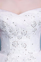 Ball Gown Wedding Dresses Princess Ivory Off The Shoulder Beaded Long Bridal Dress-Dbrbridal