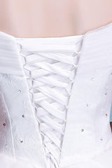 Ball Gown Wedding Dresses Princess Ivory Off The Shoulder Beaded Long Bridal Dress-Dbrbridal