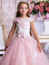 Bateau Neck Sleeveless Ankle Length Bows Sash Butterfly Kids Party Dresses-Dbrbridal