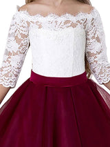 Bateau Neck Tulle Floor Length Princess Sash Kids Party Dresses-Dbrbridal