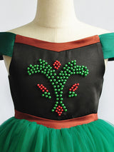 Bateau Neck Tulle Short Sleeves Tea Length Princess Studded Formal Kids Pageant flower girl dresses-Dbrbridal