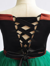 Bateau Neck Tulle Short Sleeves Tea Length Princess Studded Formal Kids Pageant flower girl dresses-Dbrbridal