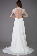 Beach Wedding Dresses Lace Satin A-line Ivory Luxury Back Cross High Split Summer Bridal Gowns With Train-Dbrbridal