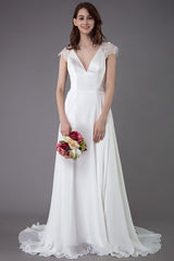 Beach Wedding Dresses Lace Satin A-line Ivory Luxury Back Cross High Split Summer Bridal Gowns With Train-Dbrbridal