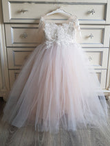 Beautiful Cap Sleeves Princess Flower Girl Dress Online-Dbrbridal
