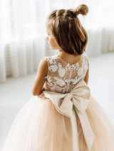 Beautiful Puffy Sleeveless Flower Girl Dresses Lace Appliqued-Dbrbridal