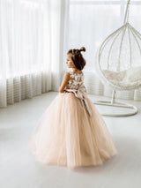 Beautiful Puffy Sleeveless Flower Girl Dresses Lace Appliqued-Dbrbridal