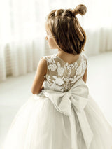 Beautiful Puffy Sleeveless Flower Girl Dresses Lace Appliqued-Dbrbridal