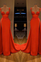 Beautiful Red Starps Sweetheart Long Split Prom Dresses-Dbrbridal