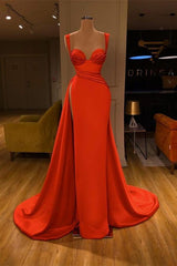 Beautiful Red Starps Sweetheart Long Split Prom Dresses-Dbrbridal