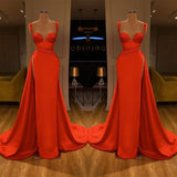 Beautiful Red Sweetheart Long Prom Dress With Split Starps-Dbrbridal