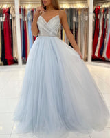 Beautiful Sweetheart Prom Dress Long Backless Tulle Evening Gowns-Dbrbridal