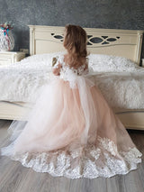 Beautiful Tulle Lace Flower Girl Dress with Appliques-Dbrbridal