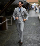 Bespoke Formal Mens Suits Regular Grey Three-Piece Business Suits-Dbrbridal