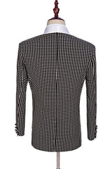 Black and White Shawl Lapel Wedding Suits New Arrival Dot Prom Tuxedo-Dbrbridal