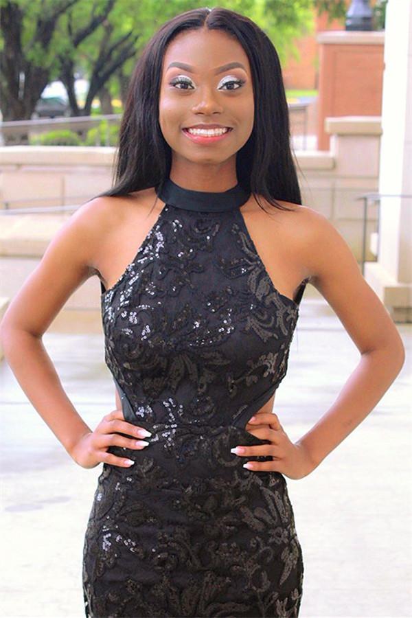 Evening Dress Black Halter Mermaid Dress Black Bridesmaid Dress