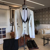 Black White Notched Lapel Slim Fit Men's Prom Suits-Dbrbridal