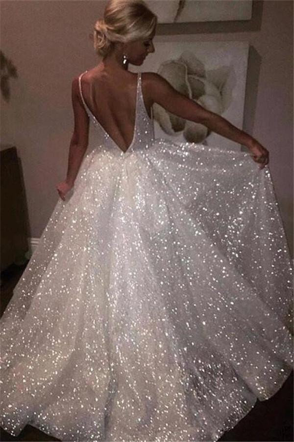 Bling Open Back Sleeveless Prom Dresses A-Line Shiny Evening Gowns Dbrbridal Bling Open Back Sleeveless Prom Dresses A-Line Shiny Evening Gowns Dbrbridal