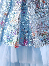 Blue Jewel Neck Sleeveless Bows Kids Social Party Dresses Princess Dress-Dbrbridal