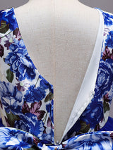 Blue Jewel Neck Sleeveless Lace Polyester Cotton Tulle Embroidered Kids Party Dresses-Dbrbridal