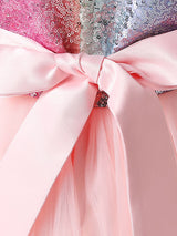 Blue Jewel Neck Tulle Sleeveless Ankle-Length Bows Kids Social Party Dresses Princess Dress-Dbrbridal