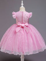 Blue Teenage Girls Dress Summer Children Party Elegant Princess Long Tulle Baby Girls Kids Lace Wedding Ceremony Dresses-Dbrbridal