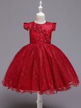 Blue Teenage Girls Dress Summer Children Party Elegant Princess Long Tulle Baby Girls Kids Lace Wedding Ceremony Dresses-Dbrbridal