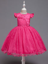 Blue Teenage Girls Dress Summer Children Party Elegant Princess Long Tulle Baby Girls Kids Lace Wedding Ceremony Dresses-Dbrbridal