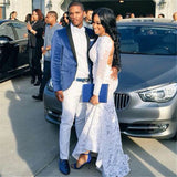 Blue Velvet Prom Suits Slim Fit Men Suit with One Button-Dbrbridal