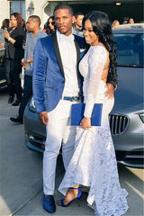 Blue Velvet Prom Suits Slim Fit Men Suit with One Button-Dbrbridal