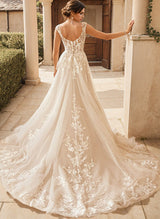 Bohemian V-Neck Bridal Gown Featuring Illusion Back-Dbrbridal