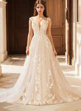 Bohemian V-Neck Bridal Gown Featuring Illusion Back-Dbrbridal