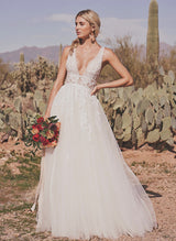 Boho Garden Ball-Gown Lace Wedding Dresses Sweep Train-Dbrbridal