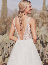 Boho Garden Ball-Gown Lace Wedding Dresses Sweep Train-Dbrbridal